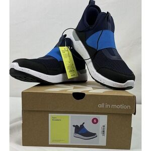 Boys All In Motion Fern Sneakers Shoes Black/Blue Size 5 NWT Back To School